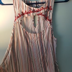 Striped/embroidery flowy top.